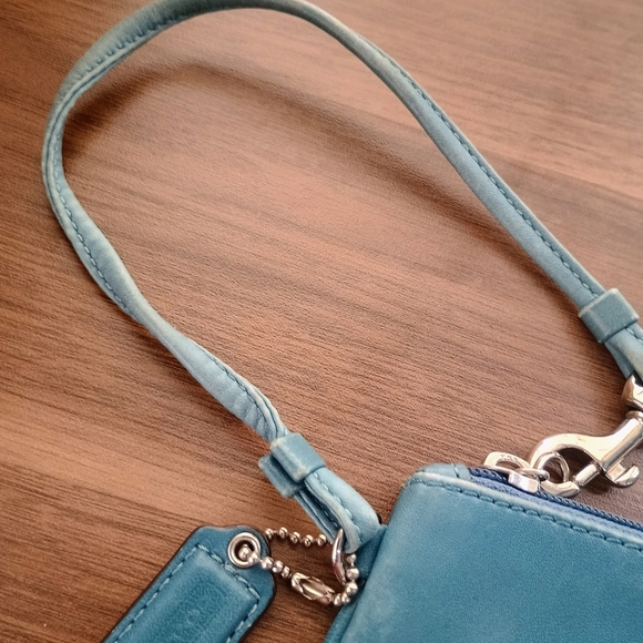 Coach Teal Leather Wristlet - Picture 2 of 8